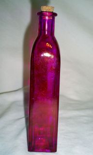 25 Tall Decorative Tie Dye Raspberry Color Square Glass Bottle
