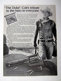 Colt John Wayne The Duke .22 22 Frontier Revolver 1983 print Ad 