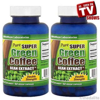 PURE GREEN COFFEE BEAN EXTRACT 2 BOTTLES CHLOROGENIC ACID 800MG WEIGHT 