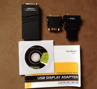 USB 2.0 Multi Display Adapter+DVI to VGA HDMI Converter Mac & PC 