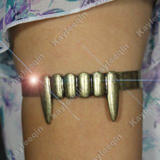 Retro Copper Tooth Fang Vampire Arm Cuff Armlet Bracelet Bangle Anklet 