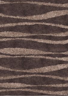 Modern Shag Brown 7x10 Area Rug Waves Shaggy Carpet   Actual 6 6 x 9 