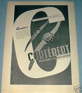 1954 Cortebert Watch Company Vintage 1954 Swiss Ad Suisse Advert 