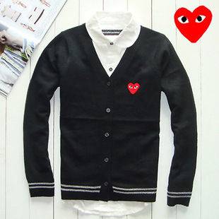 COMME Des GARCONS CDG PLAY RED HEART MENS CARDIGAN SWEATER XL