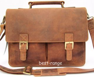 Large Briefcase Real Leather Bag Tan Distressed Visconti Limited 
