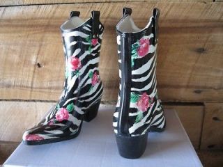   Tonto Cowboy Western Rain Boots Zebra w Rose CORKYS Size Choice
