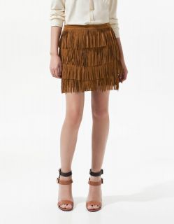 suede fringe skirt in Womens Clothing