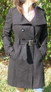 EUC   black warm cozy ladies Guess Wool Trench Coat Size S