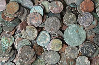 LOT OF 10   CLEANED UNSEARCHED ANCIENT BRONZE ROMAN COINS FROM HOARD 