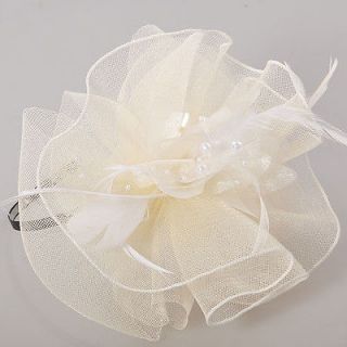   wedding fascinator feather mesh bead headband hair accessory handmade