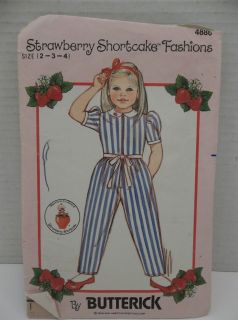   4886 STRAWBERRY SHORTCAKE Costume Pattern Girl Size 2,3,4 Jumpsuit