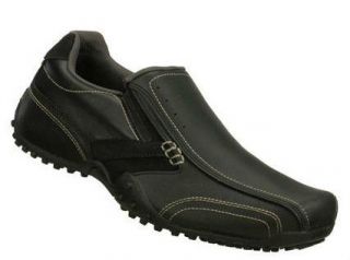 SKECHERS MENS URBAN TRACK COWENS BLACK 63383 BBK SLIP ON LEATHER 