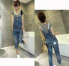 Women Ladies Girl Casual Suspender Overall Cowboy Denim Washed Jeans 