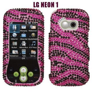 Hot Pink Zebra Diamond Bling Rhinestone Hard Case Cover LG Neon GT365