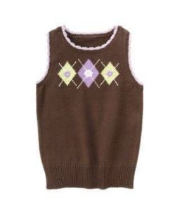 NWT Gymboree Cowgirls At Heart 7 8 10 12 Brown Sweater Vest Argyle 