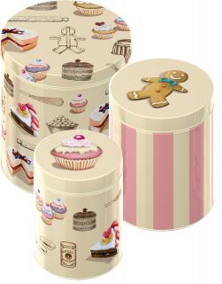   VINTAGE BAKER Nested KITCHEN STORAGE TINS Shabby Chic By Creative Tops