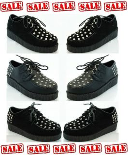   CASUAL PLATFORM HEEL LACE UP STUDDED CREEPERS CRUSHERS GOTH PUNK