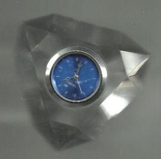 LINDEN CRYSTAL DIAMOND SHAPED 2.5 CLOCK IN ORIGINAL BOX