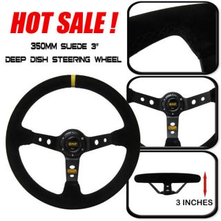   Suede Deep Dish Steering Wheel Corsica Style 14 BLACK (OMP Carved