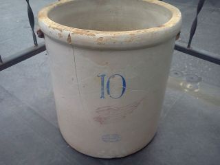 Early 1900s Vintage Redwing Pottery Ceramic 10 Gallon Crock Antique