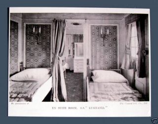 NEW postcard INT SLEEPING CABIN STEAMSHIP SS LUSITANIA