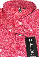 Red Paisley Pattern Mens Shirt   Classic Mod Vintage Design  Relco