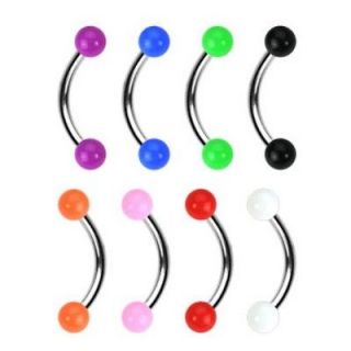 SOLID COLOR BALL STEEL BAR EYEBROW RING CURVE PIERCING 16G 5/16 8 