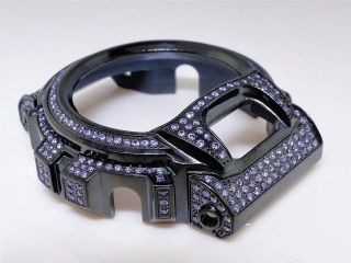 Custom Mens G Shock/GShock Simulated Light Purple Diamond Black Metal 