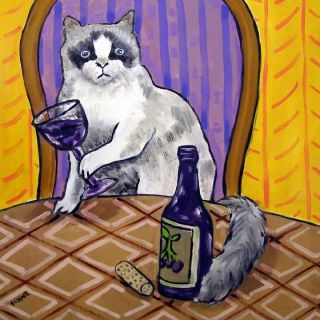 rag doll wine bar picture animal coaster cat art tile