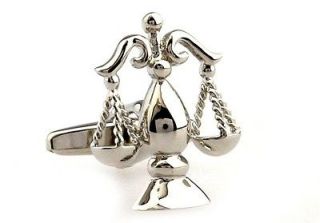 CUFFLINKS SILVER SCALES OF JUSTICE LAWYER JUDGE ATTORNEY BAILIFF 
