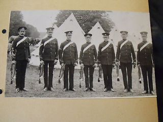 WW 1   SOLDIERS WITH BUGLES IN FIELD  BELL TENTS & HORSES IN REAR 