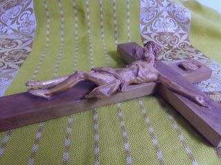   Wood Carving of Crucifix Jesus on the Cross 13.75 long (no label