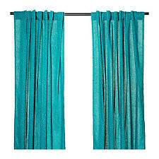 Ikea NATVIDE Pair curtains, blue/turquoise with black polka dot 202 