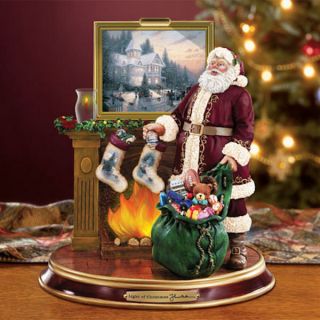   Kinkade Bradford Exhange The Light of Christmas Illuminated Santa
