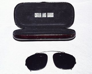 VINTAGE CUTLER AND GROSS EYEGLASS CASE AND CLIPON SUNGLASSES