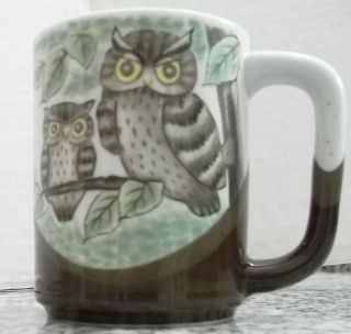   Yellow Eyes Green Browns Hand Crafted w Paper Label Coffee Mug Cup