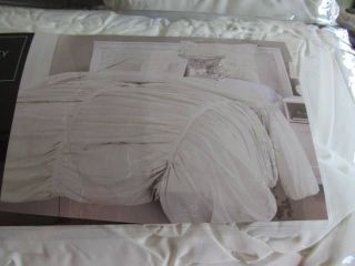 Cynthia Rowley Ruched Comforter 4 Piece Set in Ivory Sequence Pillow 