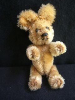 TINY SCHUCO BEAR WITH LARGE EARS 4 LONG 1950S METAL BODY W/MOHAIR