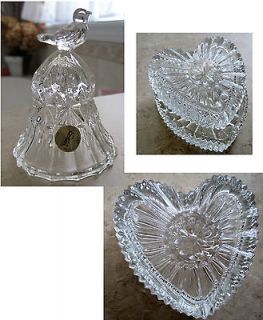 Two Figurines Crystal Bell and Glass keepsake Heart