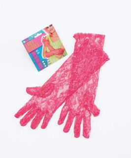   Fancy Dress Pink Long Lace Gloves Cyndi Lauper Madonna Fancy Dress 15