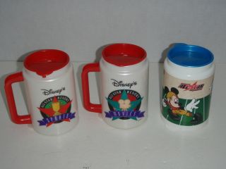   ALL STAR RESORT SPORTS MOVIES 3 REFILLABLE PLASTIC CUP MUG WITH LIDS