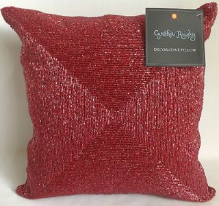 Cynthia Rowley Red Beaded Pillow ~New ~Christmas Gift *Free Priority 