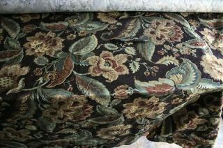 Black flora damask toile fabric material buy by the yard