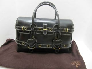   Luella by Mulberry Gisele Black Handbag Purse Tote Hearts Large Bag