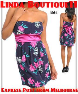 B64 New Womens Blue/Pink Cocktail Party Prom Graduation Ball Dress 