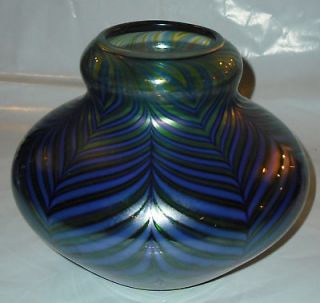 Daniel Lotton Glass Irridescent Blue and Green Vase