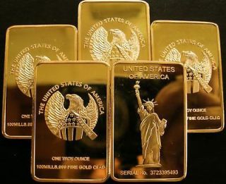 ONE TROY OUNCE GOLD CLAD STATUE OF LIBERTY ART BARS