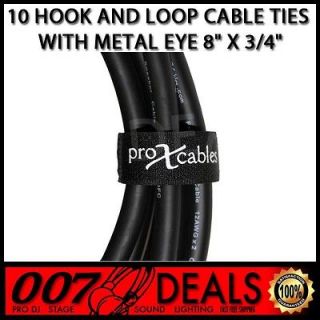 10x Cable Tie Audio Video DJ PA Mixer Hook & Loop w/ Metal ProX 8 x 3 