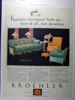 1928 KROEHLER FURNITURE VINTAGE PRINT AD