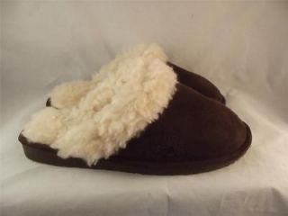 Faux Fur Lined Doggers Clogs Shoes Scuffs Womens Ladies Brown 